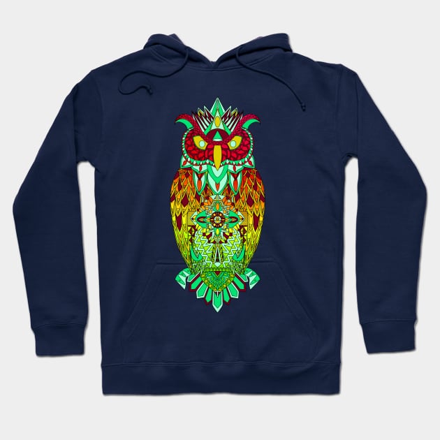 kawaii owl in mexican tribal totonac magical patterns art ecopop Hoodie by jorge_lebeau